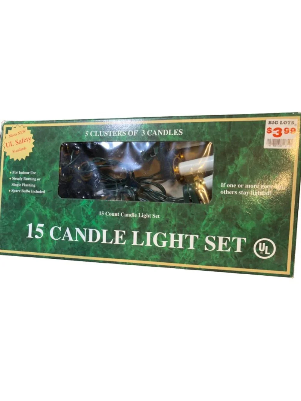 Christmas Candle String Light Set of 15 indoor Clip-on Lights